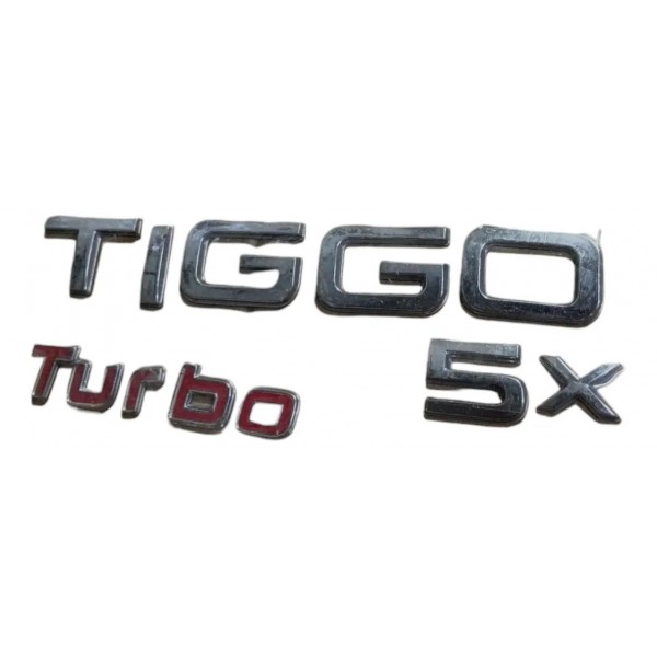 Emblema Traseiro Tiggo 5x Turbo 2024 2025 Prateado
