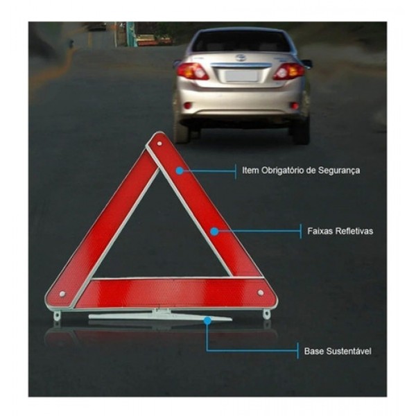 Triangulo P/ Carro Sinalização De Segurança Plástico Base Branca Truck Tudo T002
